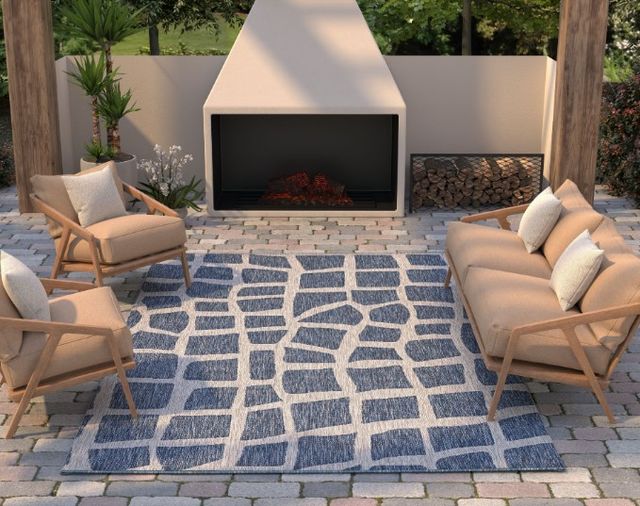 KAS Rugs Provo Blue/Gray Bedrock 5'x8' Area Rug-3