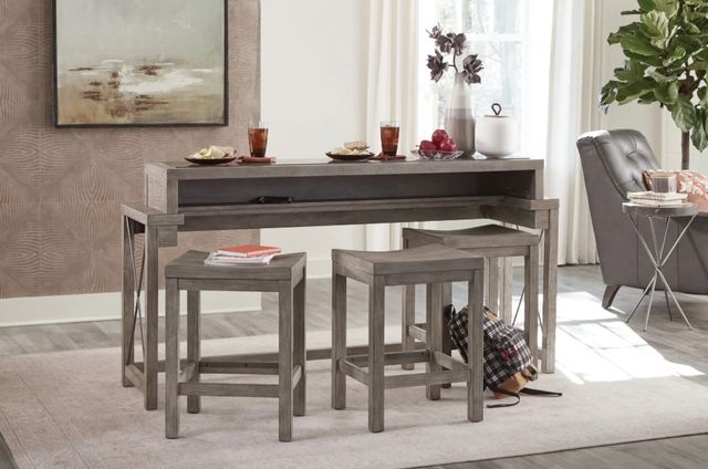 Hammary® West End Brown Bar Console with Three Stools-1