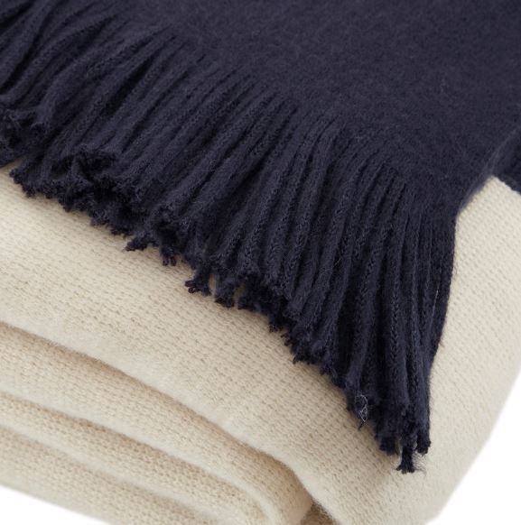 Olliix by INK+IVY Stockholm Navy 50" x 60" Color Block Faux Cashmere Throw-1