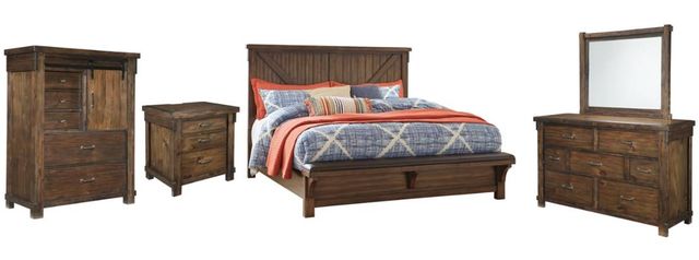 Signature Design by Ashley® Lakeleigh 5-Piece Brown California King Panel Bed Set-0