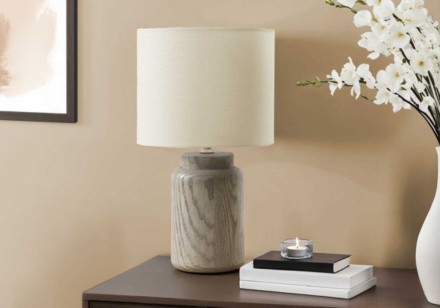 Monarch Specialties Inc. Taupe Resin/Ivory Shade Table Lamp -2