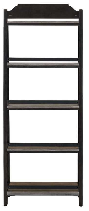 Liberty Furniture Magnolia Manor Antique Black/Weathered Bark Leaning Pier Bookcase-4