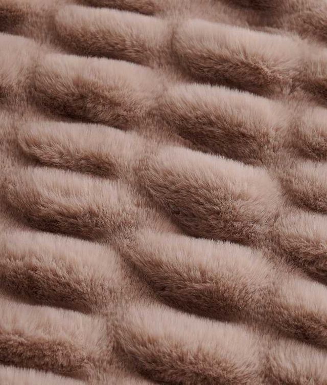 HiEnd Accents Ruched Rabbit Blush 60" Double-Sided Throw Blanket-2