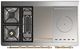 Ilve® Majestic III 48" Blue Gray Pro Style Dual Fuel Natural Gas Range with 5 Black Brass Burners and Brass Trim-2