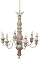 A & B Home Beige/White Distressed and Natural 6-Light Chandelier-2