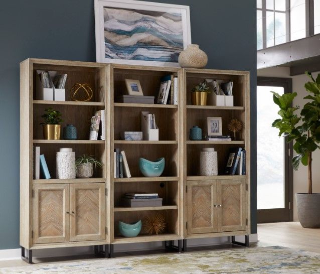aspenhome® Harper Point Bleached Khaki Bookcase-3