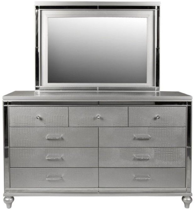 New Classic® Home Furnishings Valentino 4-Piece Silver Queen Bedroom Set-3