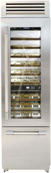 Front view of the Fulgor Milano Sofia 700 Series 24" Stainless Steel Built-In Wine Cooler