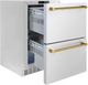 ZLINE Autograph Edition Touchstone 4.6 Cu. Ft. Stainless Steel Outdoor-Rated Refrigerator Drawers with Polished Gold Handles-2