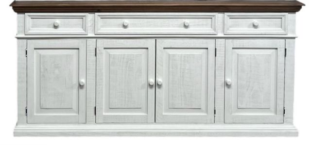 Million Dollar Rustic White Showcase China Top Cabinet with Island Buffet Base-2