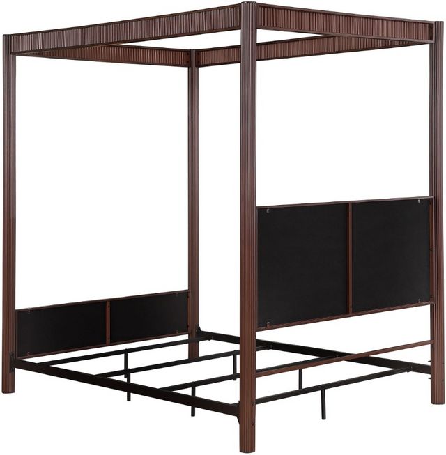Coaster® Zimmerlee Beige/Rust Brown Queen Upholstered Canopy Bed-3