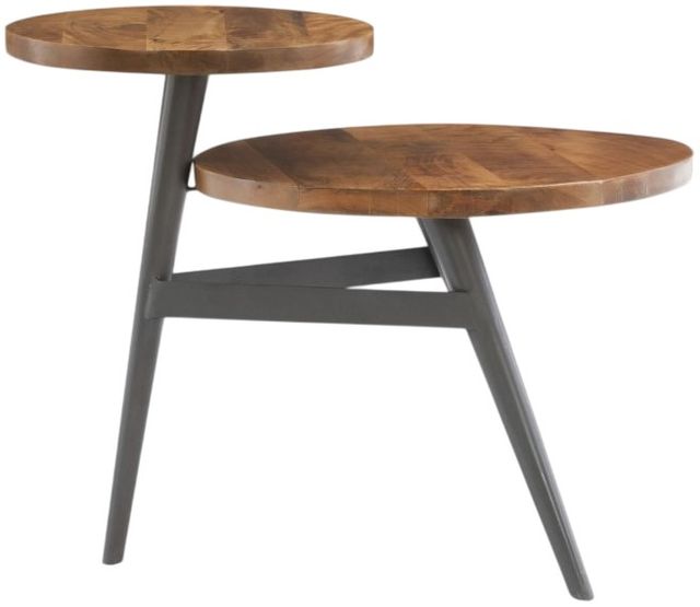 Powell® Denman Natural Two-Tiered Side Table with Gunmetal Base-2