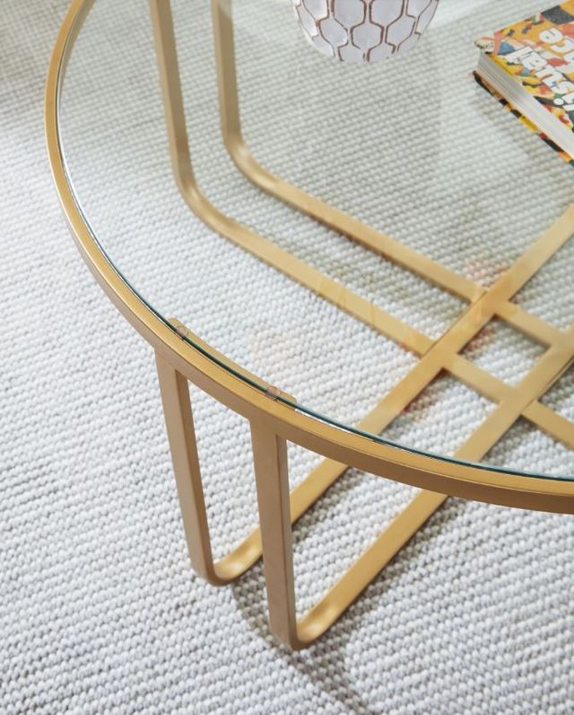 Signature Design by Ashley® Milloton 3-Piece Glass Top Occasional Table Set with Gold Base-2