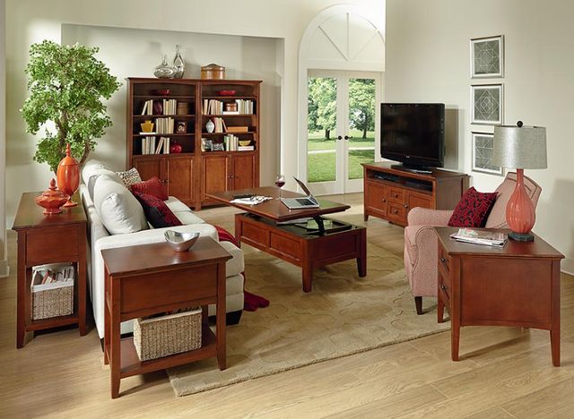 Whittier Wood® Furniture McKenzie Glazed Antique Cherry 54" Sound Bar Media Console-2