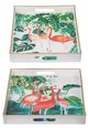 A & B Home 2-Piece Green/Red/White Flamingo Rectangular Tray Set-1