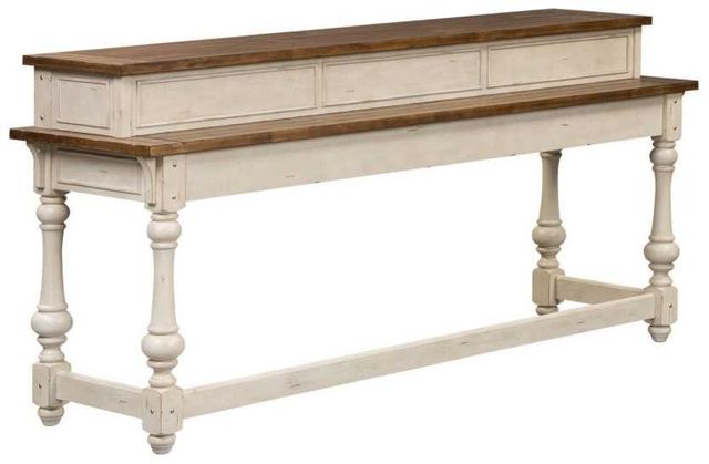 Liberty Furniture Morgan Creek Wirebrushed Tobacca Console Bar Table with Antique White Base-0
