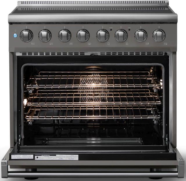 Viking® 5 Series 36" Damascus Gray Pro Style Induction Range with Polished Chrome Trim-1