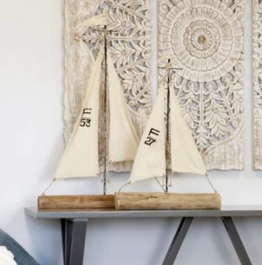 Stylecraft 2-Piece Barnwood Sail Boat Set-1