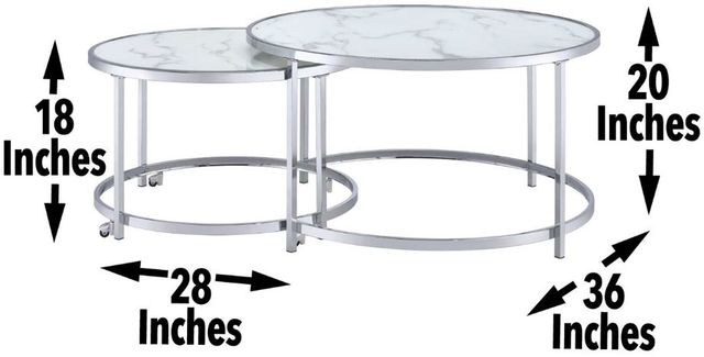 Steve Silver Co. Rayne 2-Piece White Nesting Table with Chrome Base-2