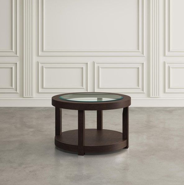 Jofran Inc. Urban Icon Glass Top Round Coffee Table with Merlot Base-1