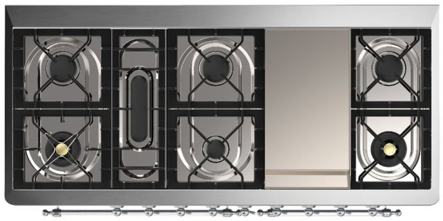 Ilve® Majestic III 60" Stainless Steel Pro Style Dual Fuel Liquid Propane Range with Triple Glass Door and Chrome Trim-3