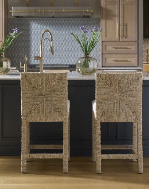 Universal Explore Home™ Oasis Coastal Living Home Abaca Beige Counter Chair-2
