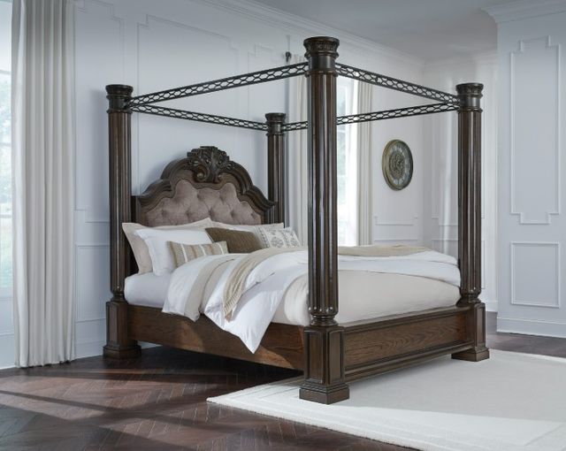 Signature Design by Ashley® Maylee Dark Brown California King Canopy Bed-3