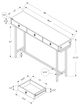 Monarch Specialties Inc. Dark Taupe 48"L Console Table with Chrome Metal Base-3