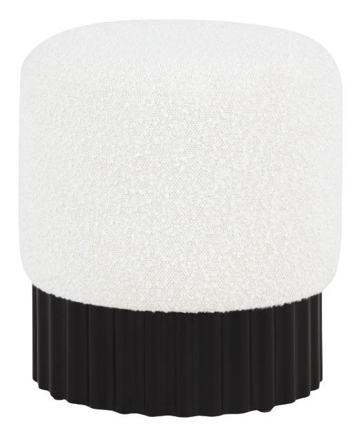 Meridian Furniture Veranda Cream/Black Boucle Fabric Ottoman-0