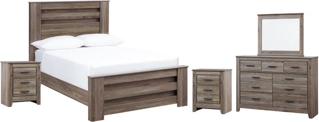 Signature Design by Ashley® Zelen 5-Piece Warm Gray Full Panel Bed Set-0