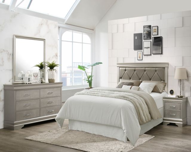 Crown Mark Amalia Gray/Silver Full Upholstered Panel Bed-1