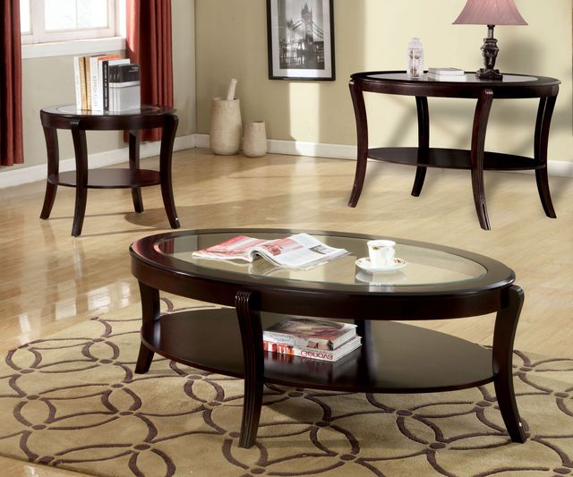 Furniture of America® Finley Espresso Glass Insert End Table-1