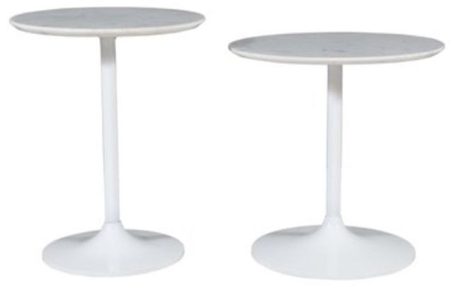 Jofran Inc. Global Archive Camille 2-Piece Marble Top Nesting Table Set with White Base-2