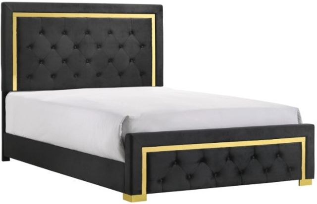 Crown Mark Pepe Black Queen Upholstered Panel Bed-0