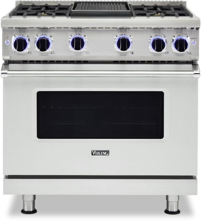 Viking® 7 Series 36" Frost White Pro Style Liquid Propane Range with 12" Reversible Griddle-0
