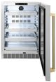 ZLINE Autograph Edition Touchstone 24 " 5.2 Cu. Ft. Stainless Steel 151 Can Beverage Fridge with Solid Door and Polished Gold Helix Handle-1