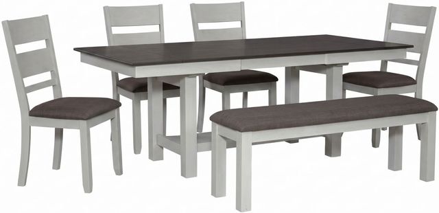 Liberty Furniture Brook Bay 6-Piece Carbon Gray/Textured White Trestle Dining Set-0