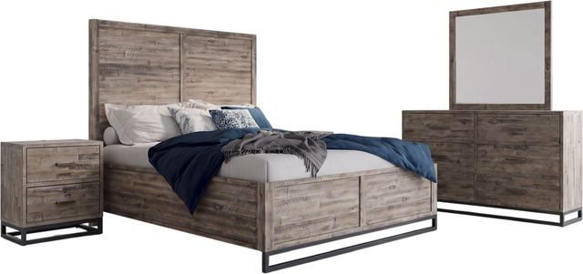 Jofran Inc. East Hampton 4-Piece Distressed Gray King Panel Bedroom Set-0