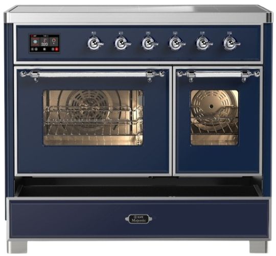 Ilve® Majestic III 40" Midnight Blue Pro Style Induction Range with Triple Glass Door and Chrome Trim-2