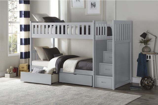 Homelegance® Orion Gray Twin over Twin Youth Step Bunk Storage Bed-1