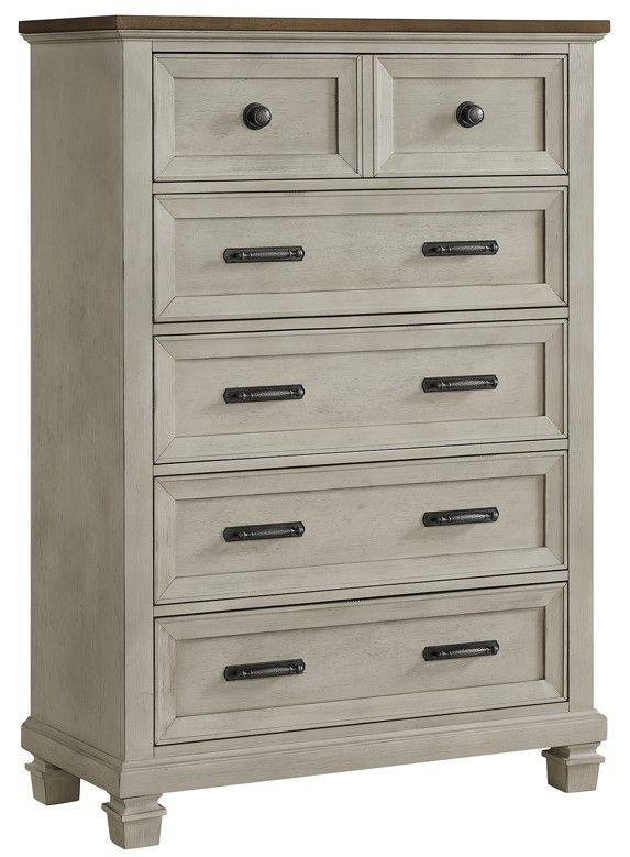 Elements International Farmington 5-Piece Medium Brown/Washed Stone Queen Panel Bedroom Set-3