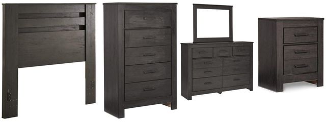 Signature Design by Ashley® Brinxton 5-Piece Charcoal King/California King Panel Headboard Bed Set