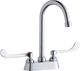 Elkay Chrome 4" Centerset Exposed Deck Faucet with 5" Gooseneck Spout and 6" Wristblade Handles-0