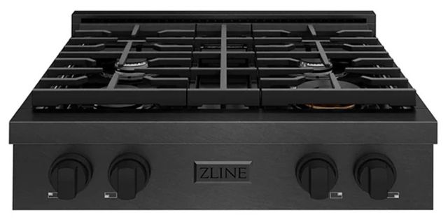 ZLINE Paramount 30" Black Satin Stainless Steel Gas Rangetop with 4 Burners and Porcelain Cooktop -0