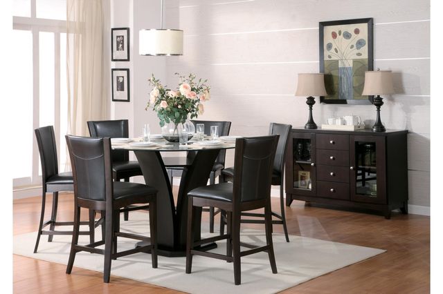 Homelegance® Daisy Glass Top 54" Round Counter Height Table with Espresso Base-1