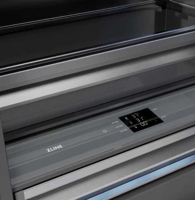 ZLINE Autograph Edition 36" 19.8 Cu. Ft. Stainless Steel Built-In Bottom Freezer Refrigerator with Graphite Gray Interior and Champagne Bronze Accents-2