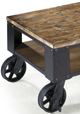 Magnussen Home® Pinebrook Distressed Natural Pine Starter Cocktail Table with Black Metal Casters-1