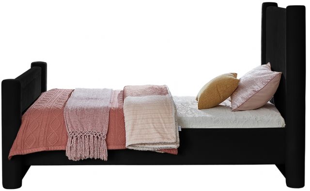 Meridian Furniture Elias Black Velvet Twin Upholstered Panel Bed-1