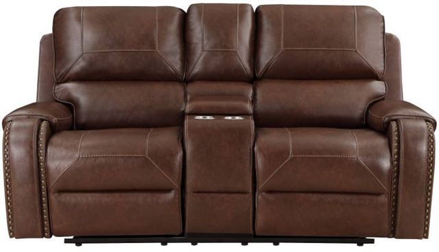 Homelegance® Newnan Brown Double Glider Power Reclining Loveseat-2