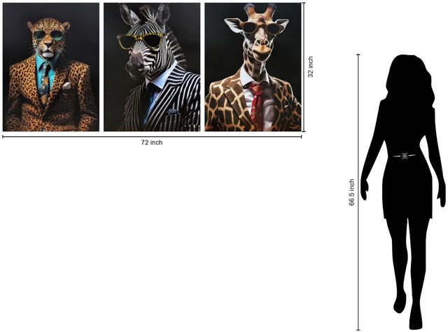 Classy Living 3-Piece Untamed Dapper Safari Gentlemen Wall Art Set-2